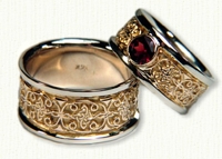 Mohan Knot celtic wedding rings with gemstones