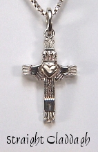 Straight Claddagh Cross with Raised Heart