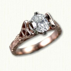 Tressa #2: 14kt rose gold set with an oval diamond