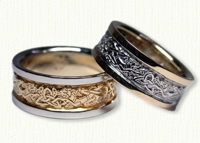 Triangle Knot Wedding Bands with Two Dragons