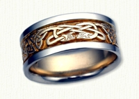 Celtic Triangle Knot Wedding Rings with 2 Serpents