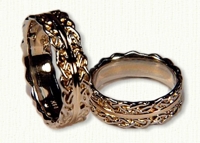 Split sculpted wexford knot wedding band in 2 tone
